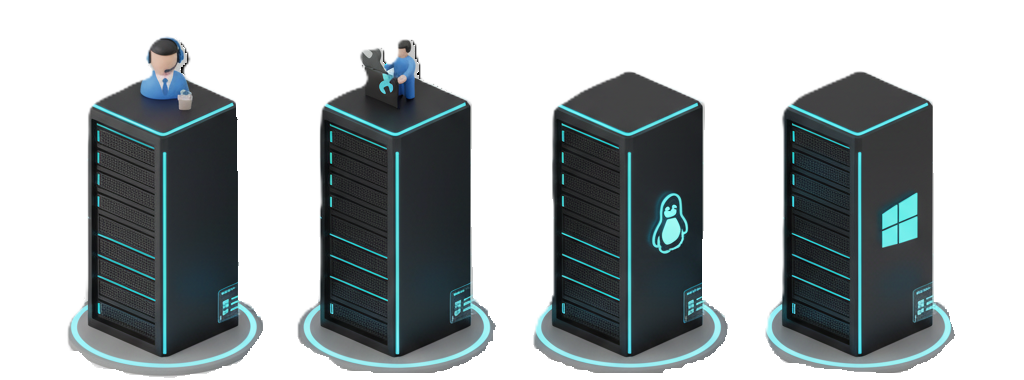 servers showing managed, self-managed, Linux, and Windows VPS hosting